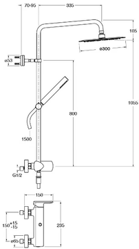 PROFILO CRIPF409 - Wall-mounted shower panel with hand shower by CRISTINA Rubinetterie - view 3